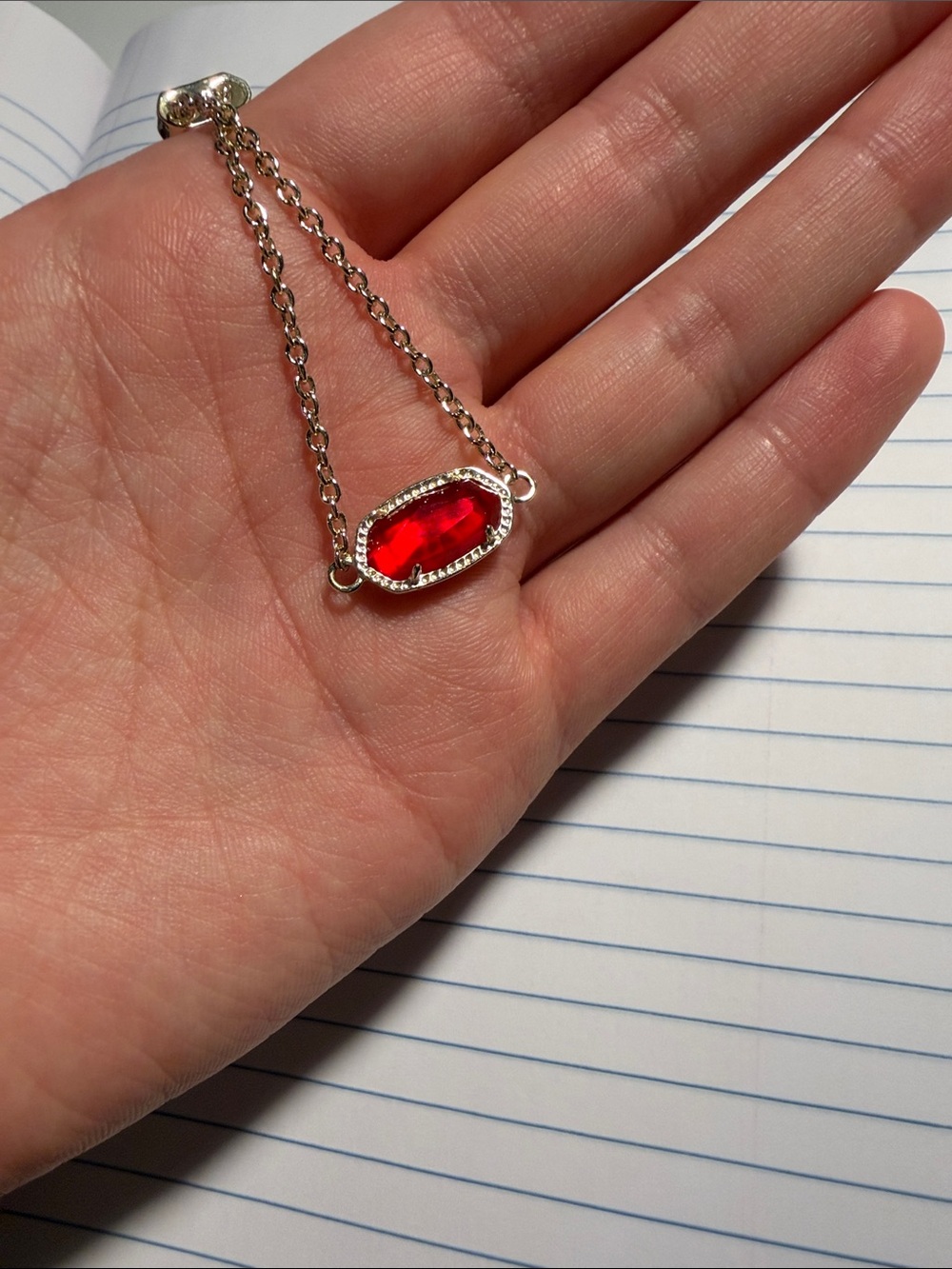 Kendra Scott Red Stone Slider Bracelet - Gold Tone